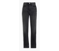 Faded high-rise straight-leg jeans - Black