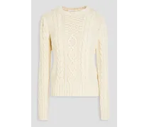 Cable-knit cotton-blend sweater - White