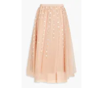 Embellished point d'espirit and tulle midi skirt - Pink