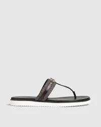 Michael Kors Farrah printed faux textured-leather sandals - Black Black