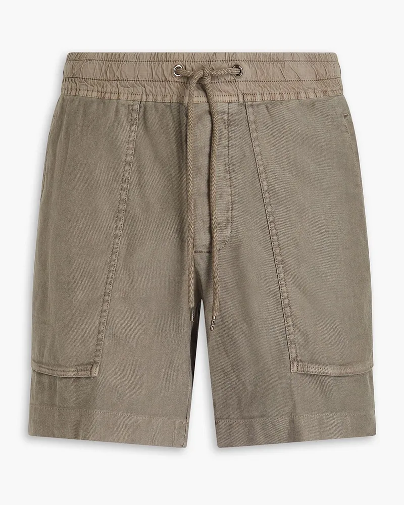 James Perse Lyocell and linen-blend twill shorts - Green Green