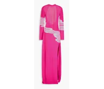 Cutout intarsia-knit maxi dress - Pink