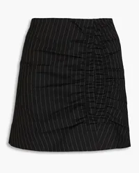 Ganni Ruched pinstriped twill mini skirt - Black Black