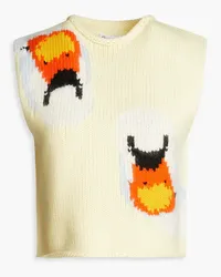 J.W.Anderson Cropped intarsia wool-blend vest - Yellow Yellow