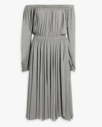 Valentino Garavani Off-the-shoulder gathered silk-jersey dress - Gray Gray