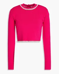 Paco Rabanne Cropped crystal-embellished ribbed-knit sweater - Pink Pink