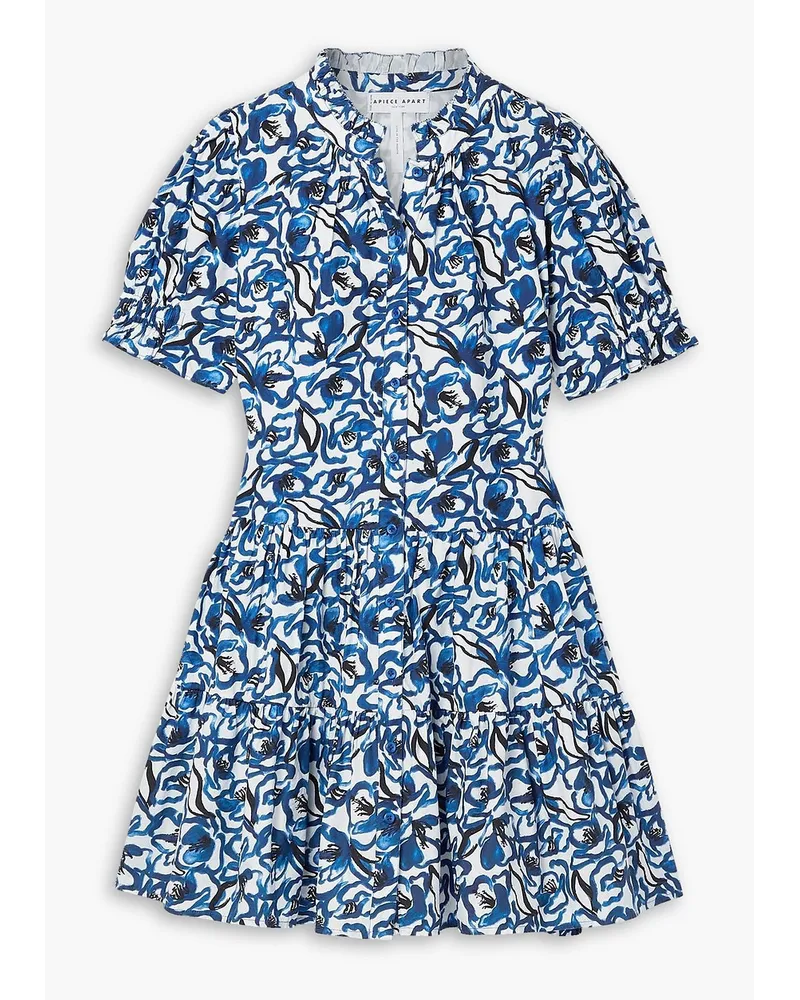APIECE APART Las Alturas floral-print cotton-poplin mini dress - Blue Blue