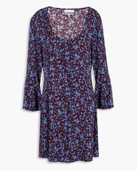 Ganni Floral-print crepe mini dress - Burgundy Burgundy