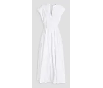 Pleated organic cotton-poplin maxi dress - White