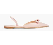 Mercato cutout bow-detailed leather point-toe slingback flats - Pink