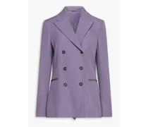Double-breasted wool and cotton-blend twill blazer - Purple