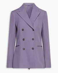 Brunello Cucinelli Double-breasted wool and cotton-blend twill blazer - Purple Purple