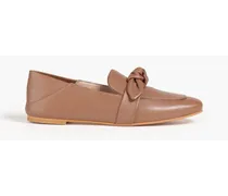 Bandeau knotted leather collapsible-heel loafers - Brown