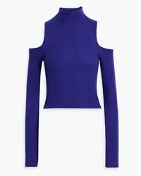 LAPOINTE Cold-shoulder cashmere and silk-blend turtleneck sweater - Blue Blue