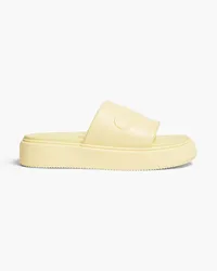 Ganni Embossed faux leather platform slides - Yellow Yellow