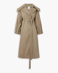 Patou Belted double-breasted cotton-gabardine trench coat - Neutral Neutral