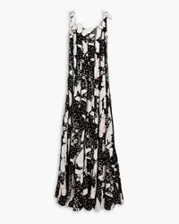 Valentino Garavani Ruffled printed silk-blend chiffon maxi dress - Black Black