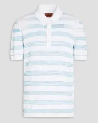 Missoni Striped crochet-knit cotton-blend polo shirt - White White