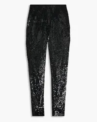 Oscar de la Renta Sequined chiffon skinny pants - Black Black