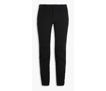 Cropped stretch-cotton twill slim-leg pants - Black