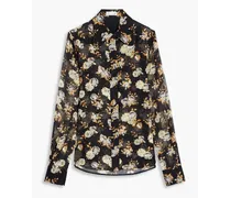 Floral-print silk-chiffon shirt - Black