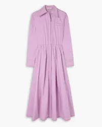 Tory Burch Eleanor pleated topstitched cotton-poplin shirt dress - Pink Pink