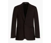 Brushed silk-felt blazer - Brown
