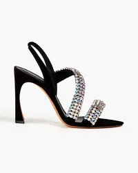 Alexandre Birman Alanis 100 crystal-embellished suede slingback sandals - Black Black