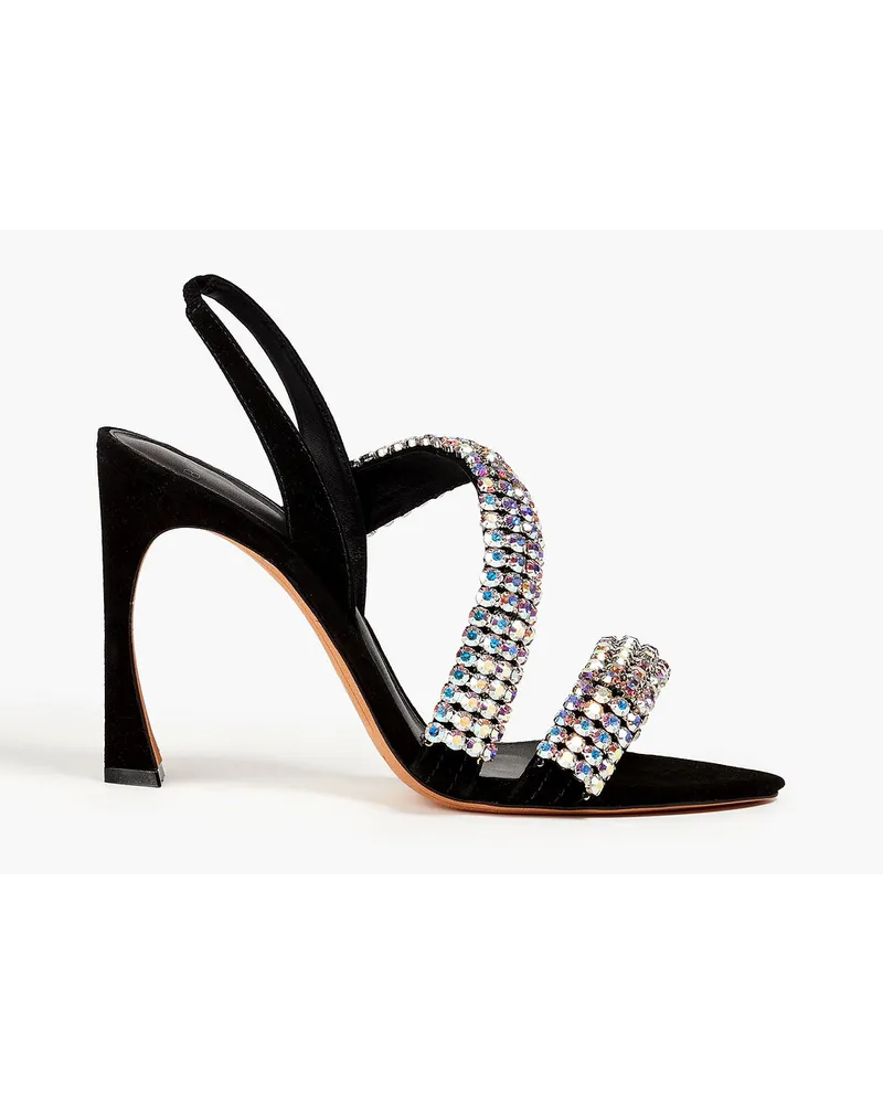 Alexandre Birman Alanis 100 crystal-embellished suede slingback sandals - Black Black