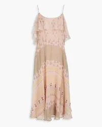 Valentino Garavani Ruffled printed silk-voile midi dress - Pink Pink