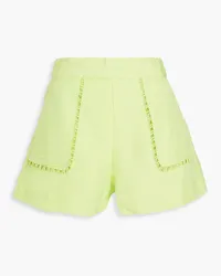 Aje. Lucie bead-embellished linen-blend shorts - Yellow Yellow