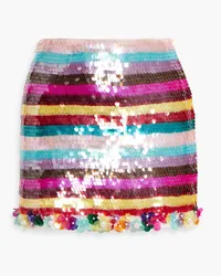 ASHISH Striped sequined georgette mini skirt - Multicolor Multicolor