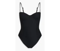 Belle cutout ribbed underwired swimsuit - Black