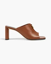 Victoria Beckham Ring-embellished leather mules - Brown Brown