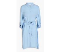 Belted woven shirt dress - Blue