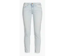 Pyper cropped faded mid-rise slim-leg jeans - Blue