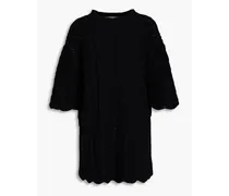Anjo crochet-knit cotton mini dress - Black
