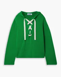 Clements Ribeiro Alabama lace-up cashmere hoodie - Green Green