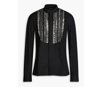 Embellished cotton-poplin shirt - Black
