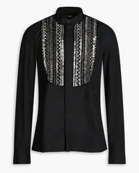 Balmain Embellished cotton-poplin shirt - Black Black