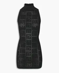 Balmain Pointelle-knit turtleneck mini dress - Black Black