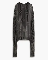 Rick Owens Striped silk-voile hooded top - Black Black