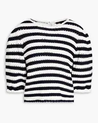 Maje Striped pointelle-knit top - Blue Blue