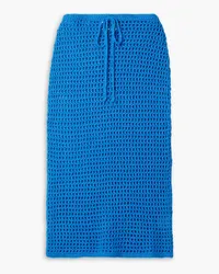 Suzie Kondi Iris crocheted cashmere midi skirt - Blue Blue