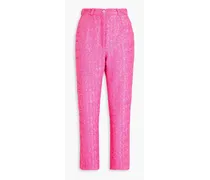 Sequined crepe slim-leg pants - Pink