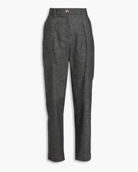 Brunello Cucinelli Wool-blend tweed tapered pants - Black Black