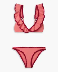 Zimmermann Lyre ruffled triangle bikini - Orange Orange