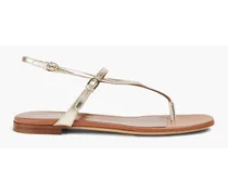 Metallic leather slingback sandals - Metallic
