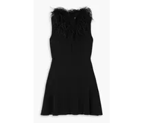 Botley feather-trimmed cutout crepe mini dress - Black