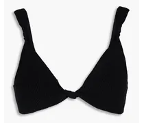 Cropped twisted ribbed cashmere bra top - Black